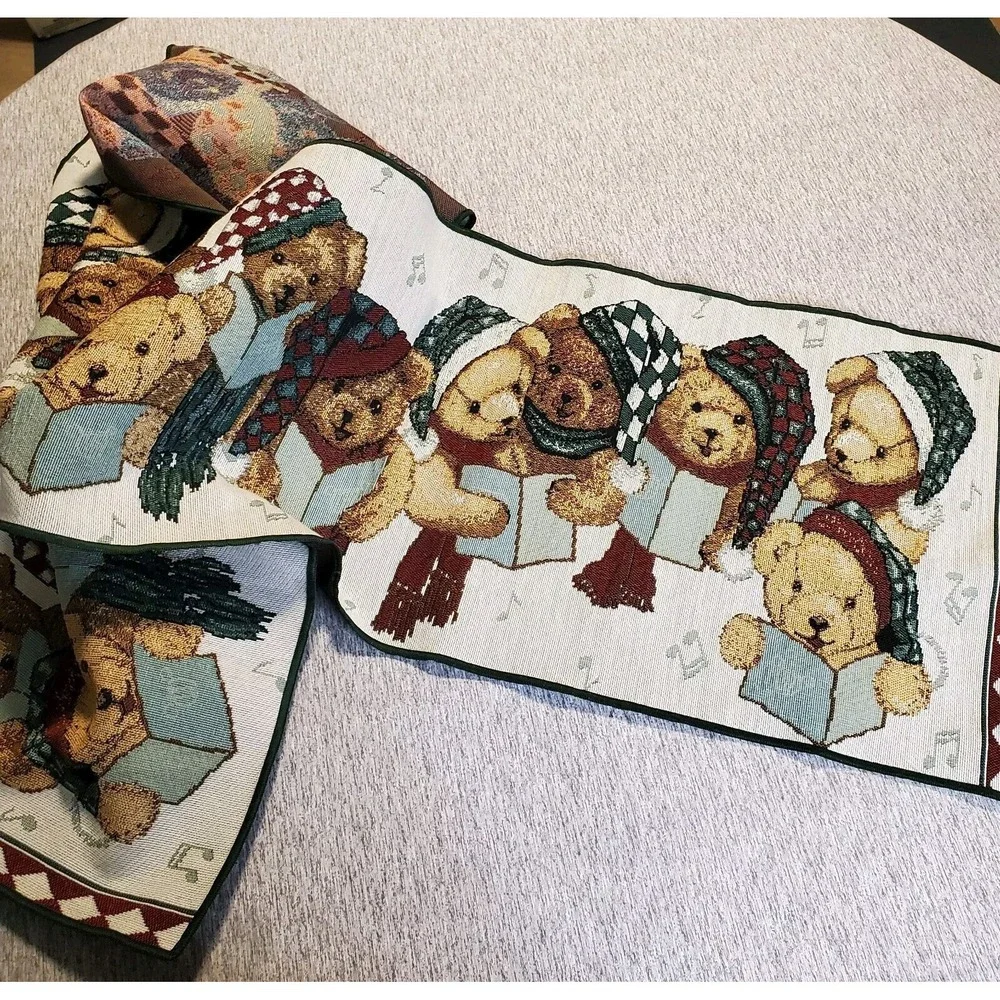 Christmas Caroling Teddy Bear Tapestry Pendant & 72